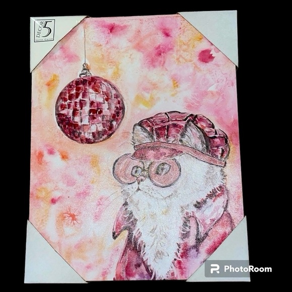 Other - Cute, quirky canvas wall picture 🐱Disco Cat 🐱